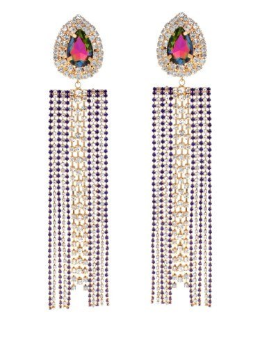 Kolczyki bardzo ozdobne długie, spływjące cyrkonie