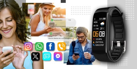 Smartwatch GIEWONT Czarno Biały 2 Paski GW200-2