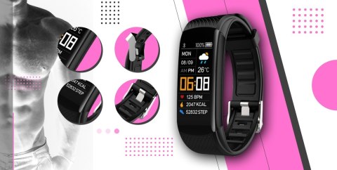 Smartwatch GIEWONT Czarno Różowy 2 Paski GW200-4