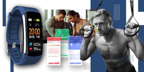 Smartwatch GIEWONT Czarno Granatowy 2 Paski GW200-6