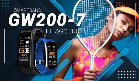 Smartwatch GIEWONT Czarno Niebieski 2 Paski GW200-7