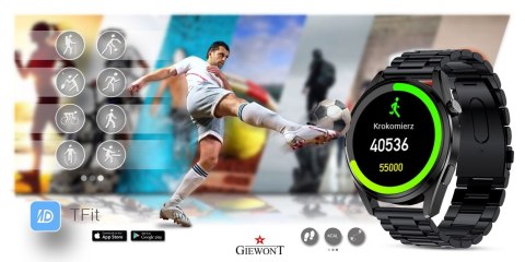 SMARTWATCH GIEWONT GW450-2 Czarny + Dodatkowy Czarny Silikonowy Pasek