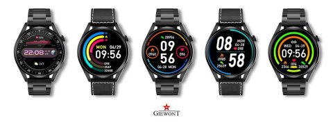 SMARTWATCH GIEWONT GW450-2  Czarny + Dodatkowy Czarny Skórzany Pasek