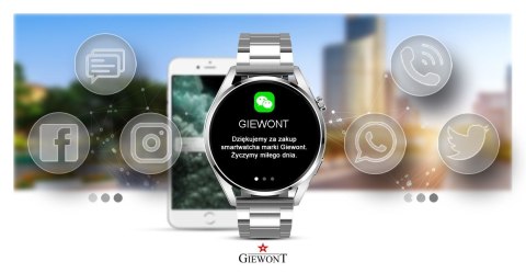SMARTWATCH GIEWONT GW450-4 Srebrny + Dodatkowy Czarny Silikonowy Pasek