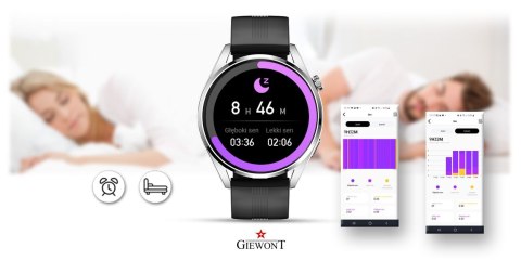 SMARTWATCH GIEWONT GW450-4 Srebrny + Dodatkowy Czarny Silikonowy Pasek