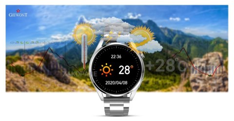 SMARTWATCH GIEWONT GW450-4 Srebrny + Dodatkowy Czarny Silikonowy Pasek