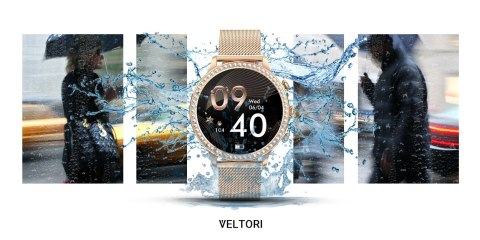 Smartwatch Damski VELTORI VT310-1 Złota Bransoleta + Różowy Pasek Silikonowy