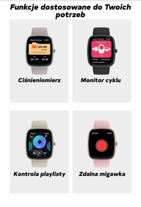 Smartwatch Damski GRAVITY GT18-1 Różowy Pasek Silikonowy + Czarny Pasek