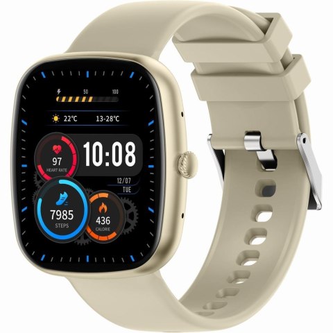 Smartwatch Damski GRAVITY GT18-7 Beżowy Pasek Silikonowy + Czarny Pasek