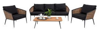 Duży Zestaw Mebli Ogrodowych Aluminiowe Sofa + Dwa Fotele + Stolik